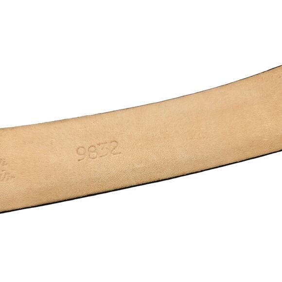 Enmon Silver Buckle Black Embossed Italian Calfskin Leather Belt - Size M - Picture 5 of 5